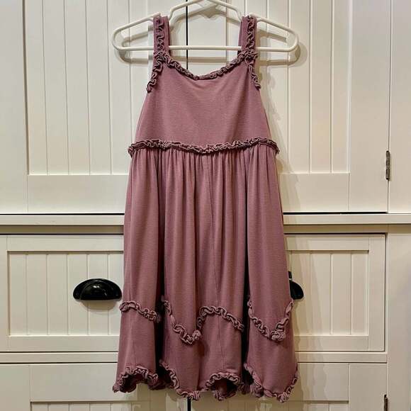 KicKee Kids Other - Kickee Kids Mauve Bamboo Ruffle Tiered Dress with Back Buttons